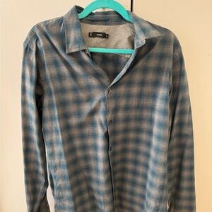 Vince Teal and Gray Plaid Shirt medium